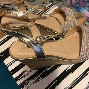 Gold sparkly wedge